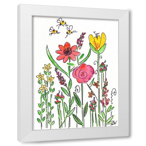 Coral Flowers White Modern Wood Framed Art Print by Strong, Molly Susan