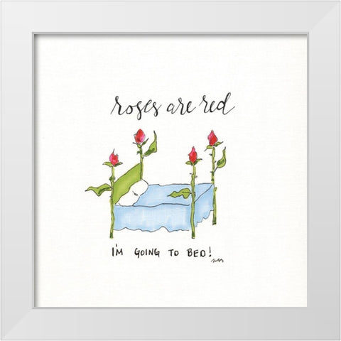Roses Are Red White Modern Wood Framed Art Print by Strong, Molly Susan