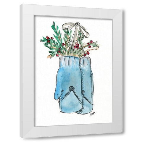 Blue Mittens II White Modern Wood Framed Art Print by Strong, Molly Susan