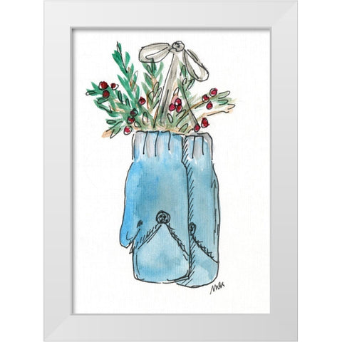 Blue Mittens II White Modern Wood Framed Art Print by Strong, Molly Susan