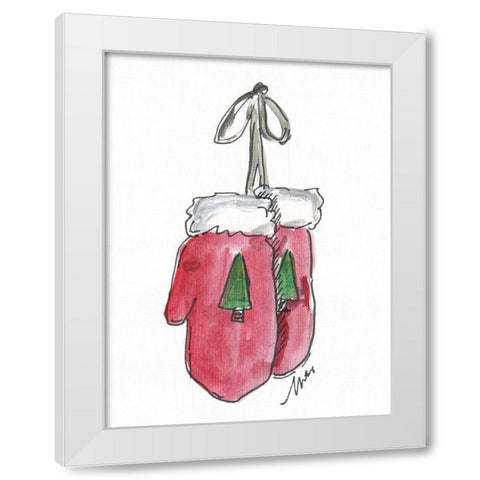 Red Mittens White Modern Wood Framed Art Print by Strong, Molly Susan
