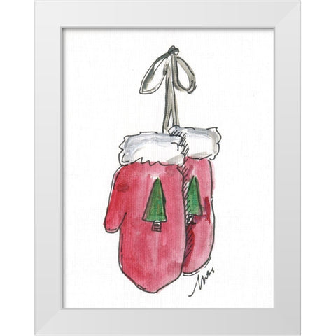 Red Mittens White Modern Wood Framed Art Print by Strong, Molly Susan