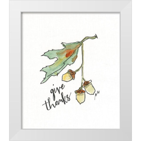 Give Thanks White Modern Wood Framed Art Print by Strong, Molly Susan