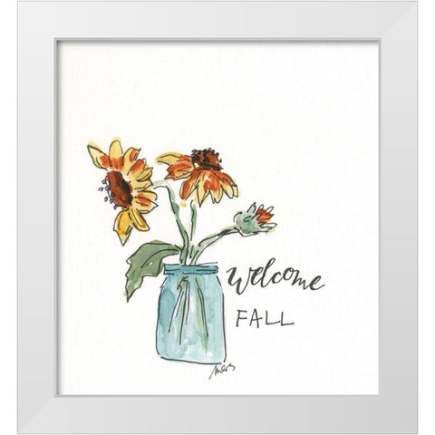 Welcome Fall White Modern Wood Framed Art Print by Strong, Molly Susan