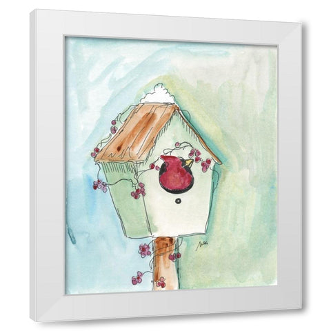Birdhouse Cardinal White Modern Wood Framed Art Print by Strong, Molly Susan