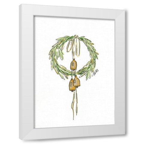 Bell Wreath White Modern Wood Framed Art Print by Strong, Molly Susan