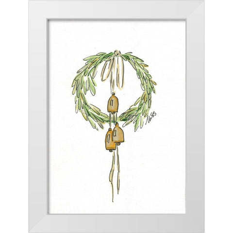 Bell Wreath White Modern Wood Framed Art Print by Strong, Molly Susan