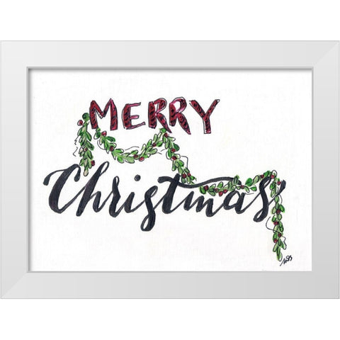 Merry Christmas   White Modern Wood Framed Art Print by Strong, Molly Susan