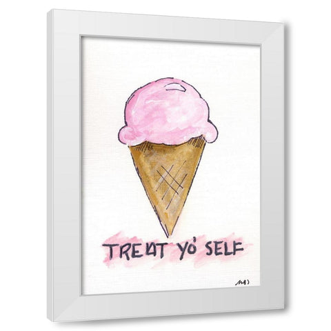 Treat Yo Self White Modern Wood Framed Art Print by Strong, Molly Susan