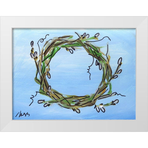Wreath White Modern Wood Framed Art Print by Strong, Molly Susan