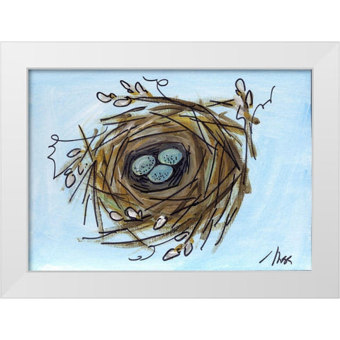Nest with Eggs White Modern Wood Framed Art Print by Strong, Molly Susan