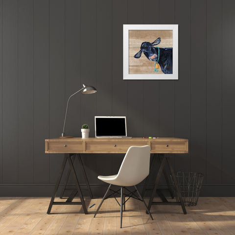 Cow White Modern Wood Framed Art Print by Strong, Molly Susan