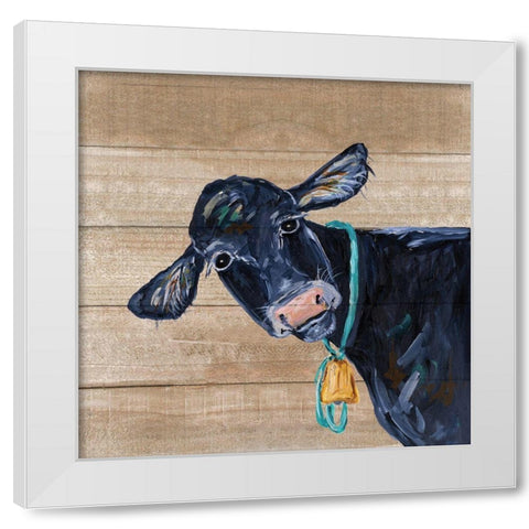Cow White Modern Wood Framed Art Print by Strong, Molly Susan