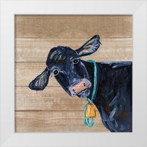 Cow White Modern Wood Framed Art Print by Strong, Molly Susan