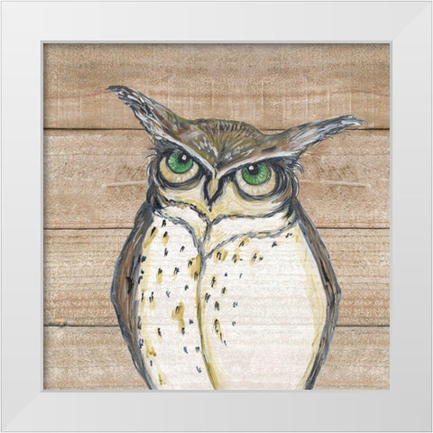 Owl White Modern Wood Framed Art Print by Strong, Molly Susan