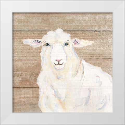 Sheep White Modern Wood Framed Art Print by Strong, Molly Susan