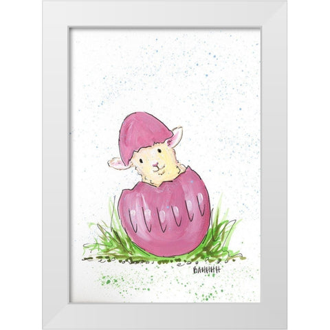 Bahhhh White Modern Wood Framed Art Print by Strong, Molly Susan