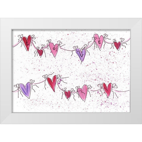 Love Hearts White Modern Wood Framed Art Print by Strong, Molly Susan