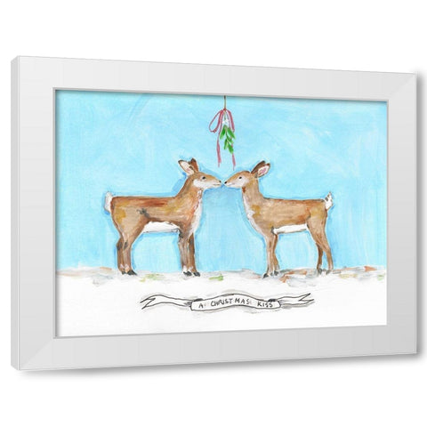 Deer Kiss White Modern Wood Framed Art Print by Strong, Molly Susan