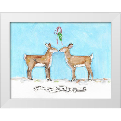 Deer Kiss White Modern Wood Framed Art Print by Strong, Molly Susan