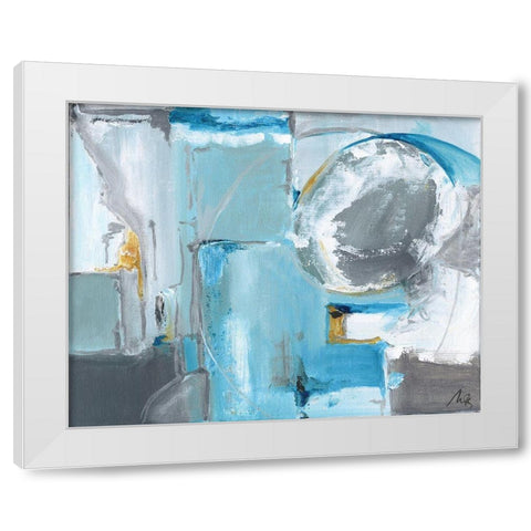 Blue Abstract White Modern Wood Framed Art Print by Strong, Molly Susan