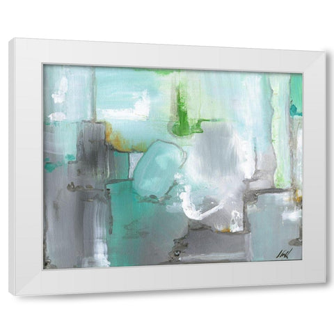 Green Abstract White Modern Wood Framed Art Print by Strong, Molly Susan