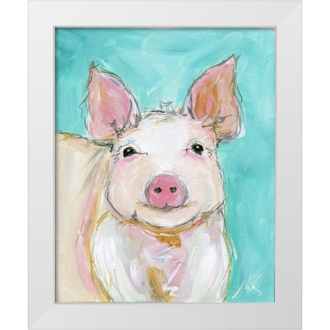 Pig White Modern Wood Framed Art Print by Strong, Molly Susan