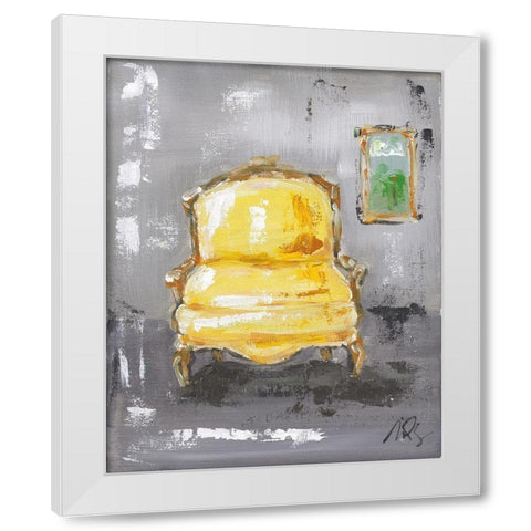 Yellow Chair White Modern Wood Framed Art Print by Strong, Molly Susan