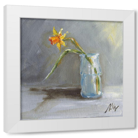 Daffodil White Modern Wood Framed Art Print by Strong, Molly Susan
