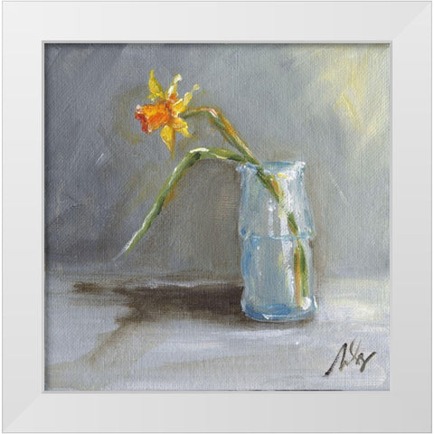 Daffodil White Modern Wood Framed Art Print by Strong, Molly Susan