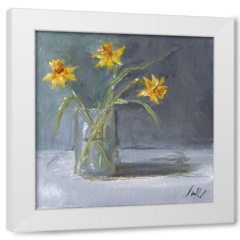 Daffodils White Modern Wood Framed Art Print by Strong, Molly Susan