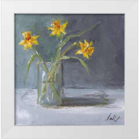 Daffodils White Modern Wood Framed Art Print by Strong, Molly Susan