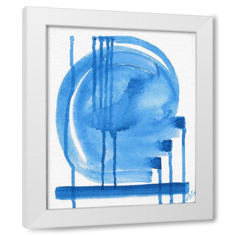 Blue Abstract White Modern Wood Framed Art Print by Strong, Molly Susan