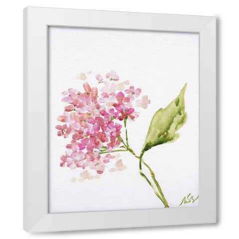 Pink Blossoms White Modern Wood Framed Art Print by Strong, Molly Susan