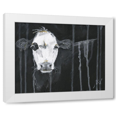 Cow White Modern Wood Framed Art Print by Strong, Molly Susan