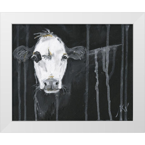 Cow White Modern Wood Framed Art Print by Strong, Molly Susan