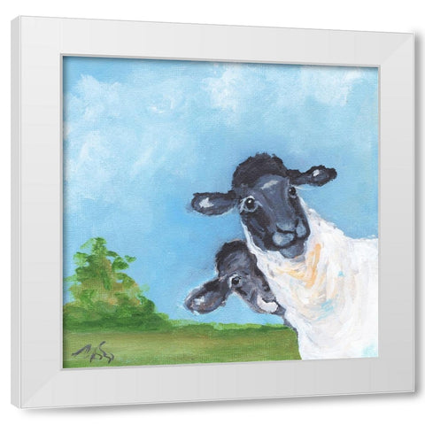 Peeking White Modern Wood Framed Art Print by Strong, Molly Susan