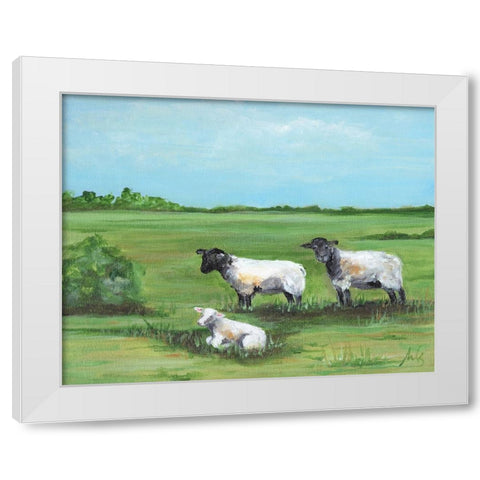Sheep Trio White Modern Wood Framed Art Print by Strong, Molly Susan