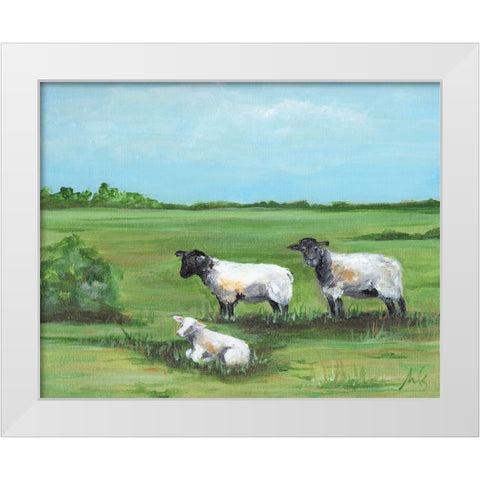 Sheep Trio White Modern Wood Framed Art Print by Strong, Molly Susan