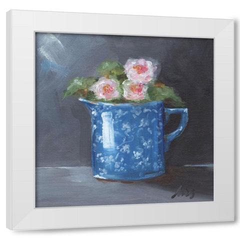 Blue Calico White Modern Wood Framed Art Print by Strong, Molly Susan