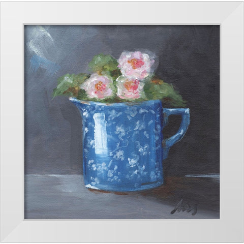 Blue Calico White Modern Wood Framed Art Print by Strong, Molly Susan