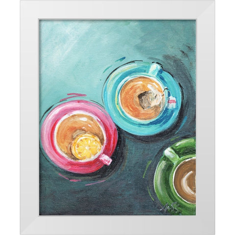 Tea Time White Modern Wood Framed Art Print by Strong, Molly Susan