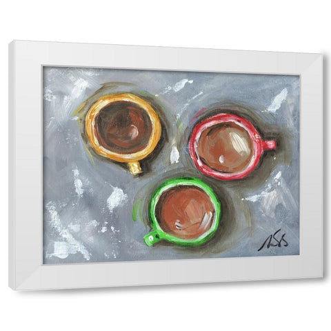 Coffee Time White Modern Wood Framed Art Print by Strong, Molly Susan