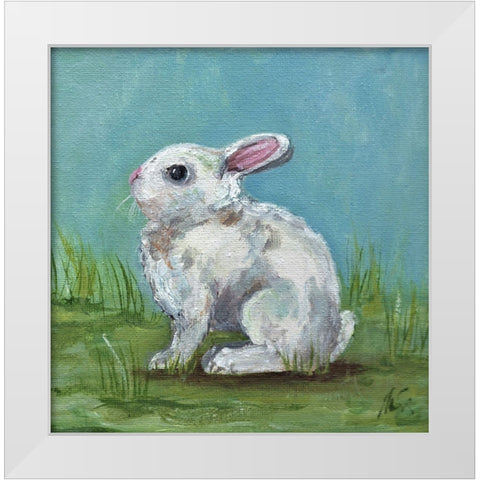 White Bunny White Modern Wood Framed Art Print by Strong, Molly Susan