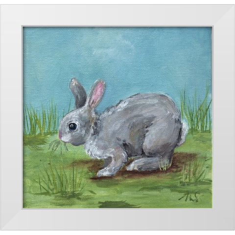 Gray Bunny White Modern Wood Framed Art Print by Strong, Molly Susan