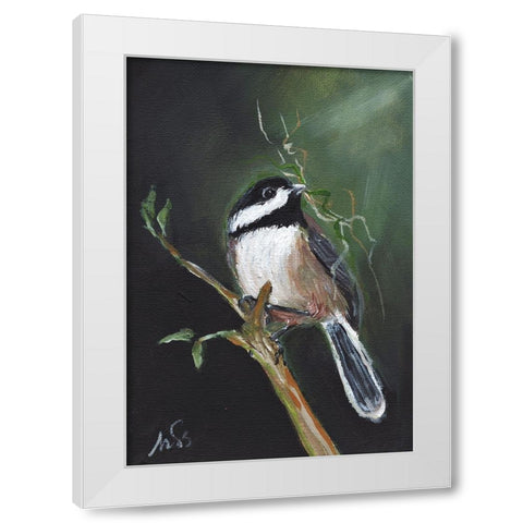 Chickadee White Modern Wood Framed Art Print by Strong, Molly Susan