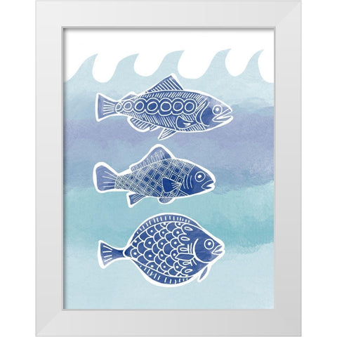 Three Fish White Modern Wood Framed Art Print by Rupp, Mariah