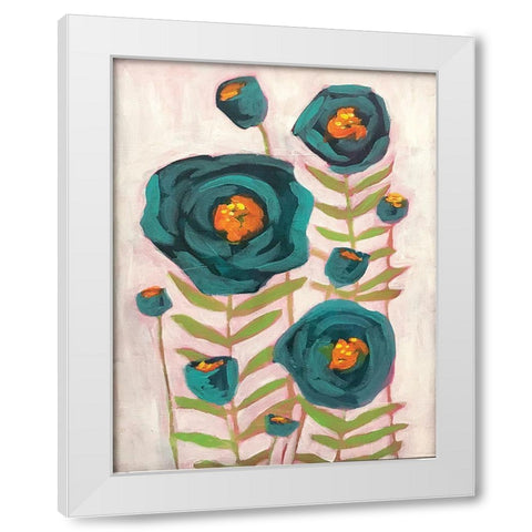 Blue Flowers White Modern Wood Framed Art Print by Rupp, Mariah