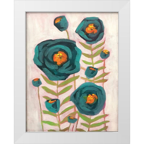 Blue Flowers White Modern Wood Framed Art Print by Rupp, Mariah