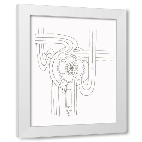 Flowerlines White Modern Wood Framed Art Print by Rupp, Mariah